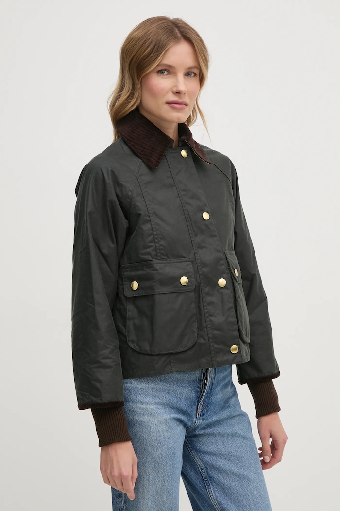Barbour куртка жіноча бавовняна BEADNELL з підкладкою зелений LWX1403
