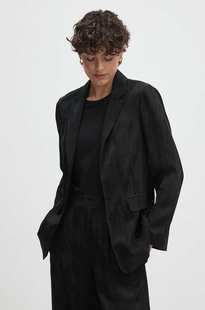 Sisley Blazer με μείγμα λινών Sisley μαύρο 23MELW02A