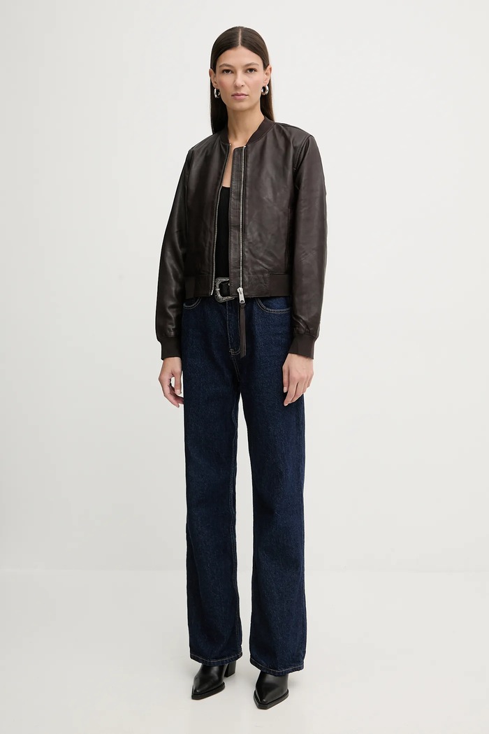 AllSaints geacă de piele ORTEN BOMBER JACKET W072LB maro AA00