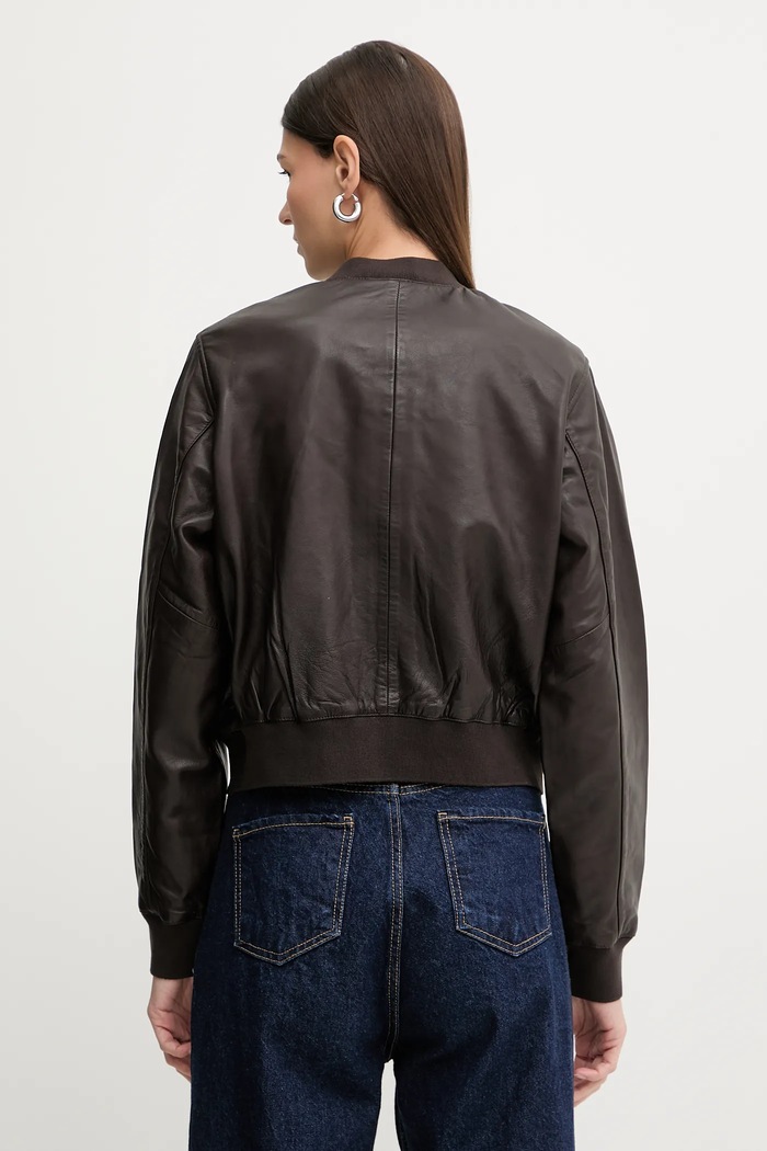 Îmbrăcăminte AllSaints geacă de piele ORTEN BOMBER JACKET W072LB maro