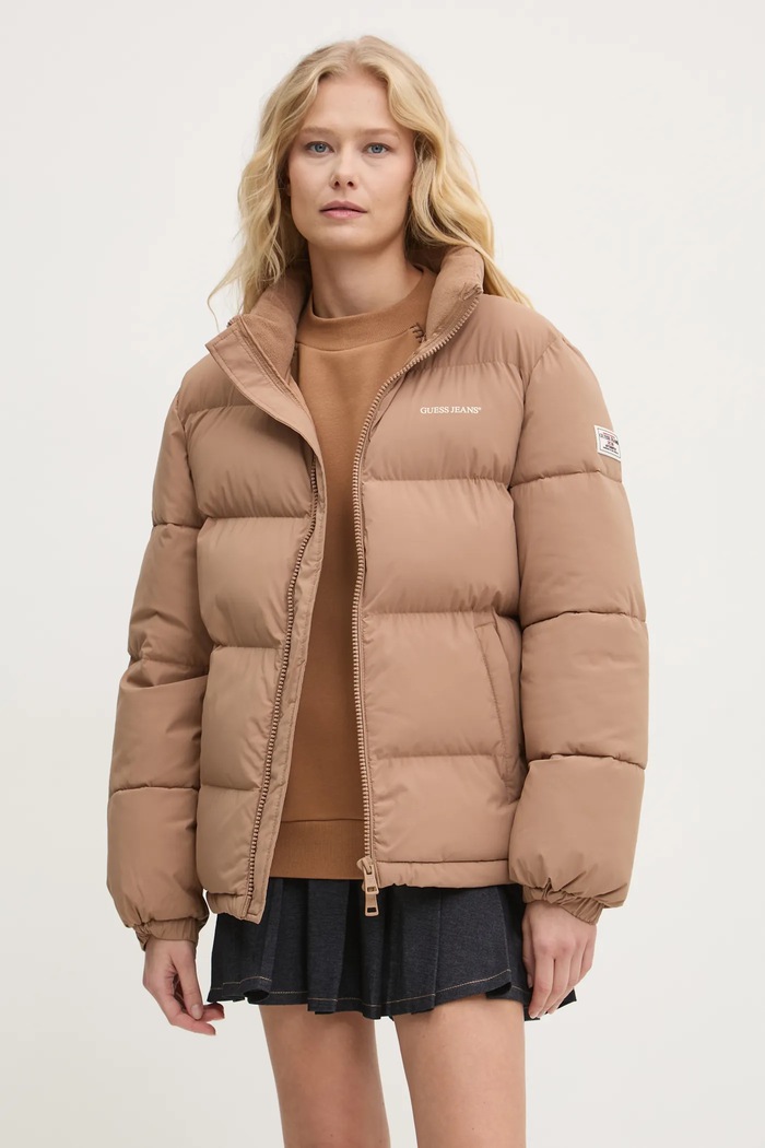 Bunda Guess Jeans s podšívkou hnědá W4BL21.WGII2