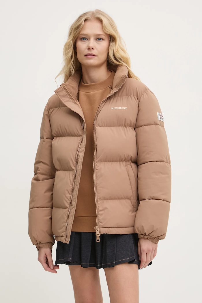 Bunda Guess Jeans s podšívkou hnědá W4BL21.WGII2