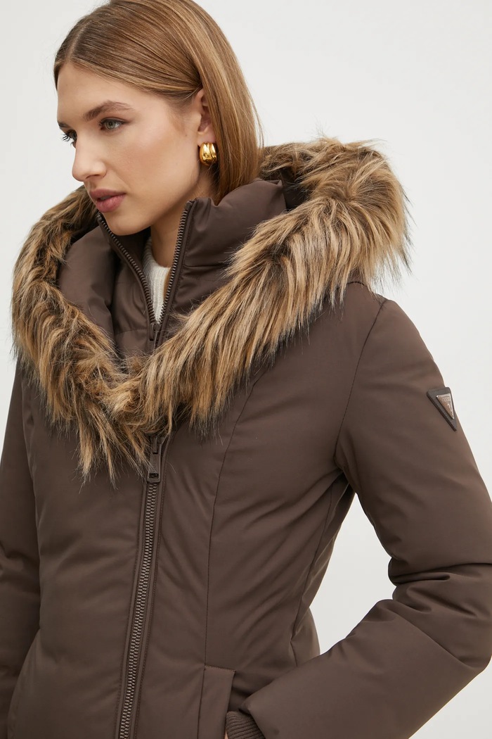 Μπουφάν Guess SYLVIE καφέ W4BL59.WG7X2