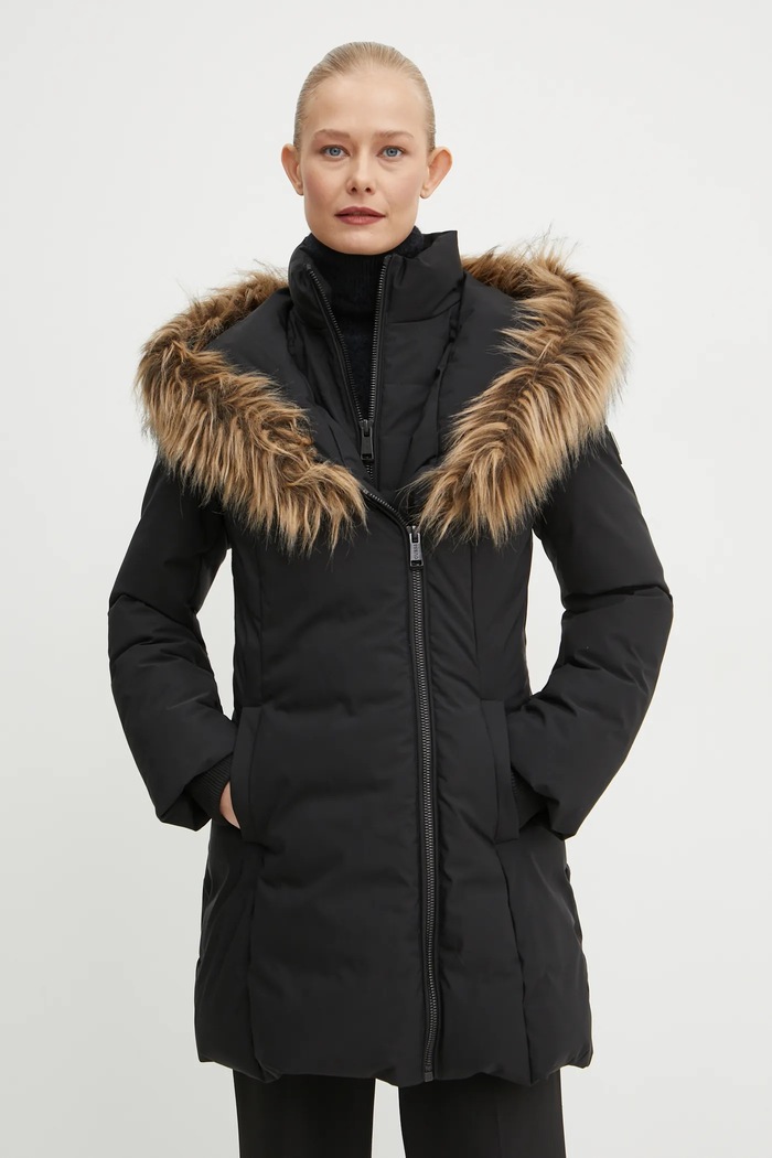 Jakna Guess SYLVIE s kapuljačom crna W4BL59.WG7X2