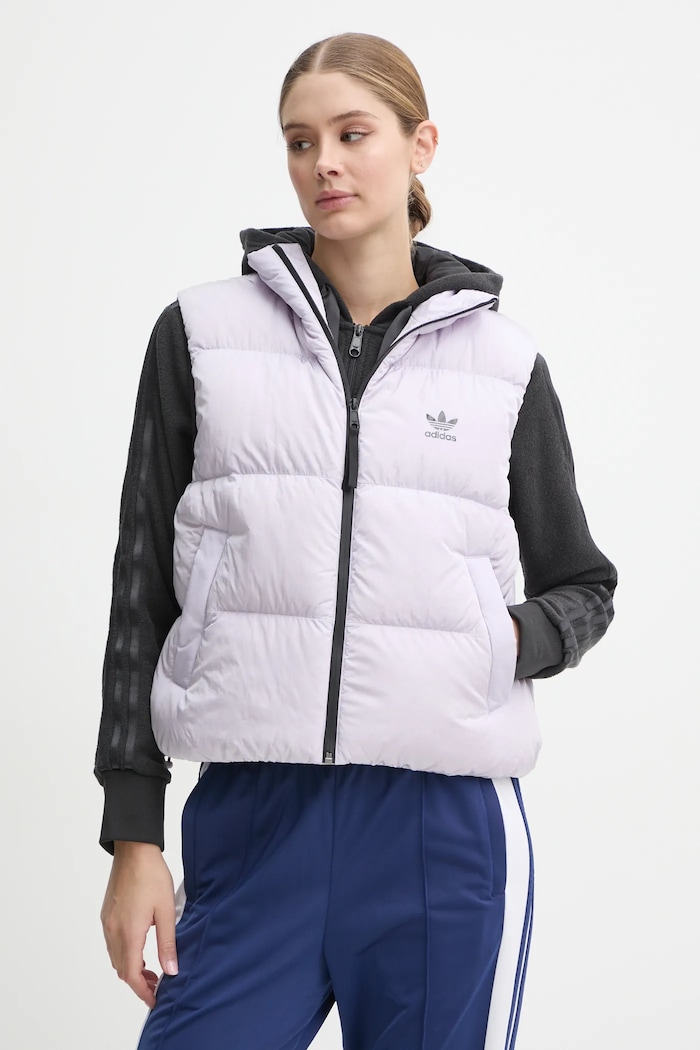 adidas Originals bezrękawnik puchowy Regen Down Vest bez kaptura fioletowy IW8366