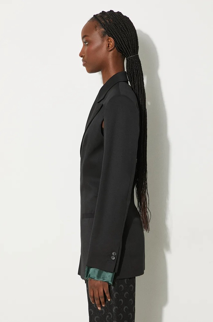Μπλέιζερ με μίγμα μαλλιού MM6 Maison Margiela S62BN0102.S47848 μαύρο AW24