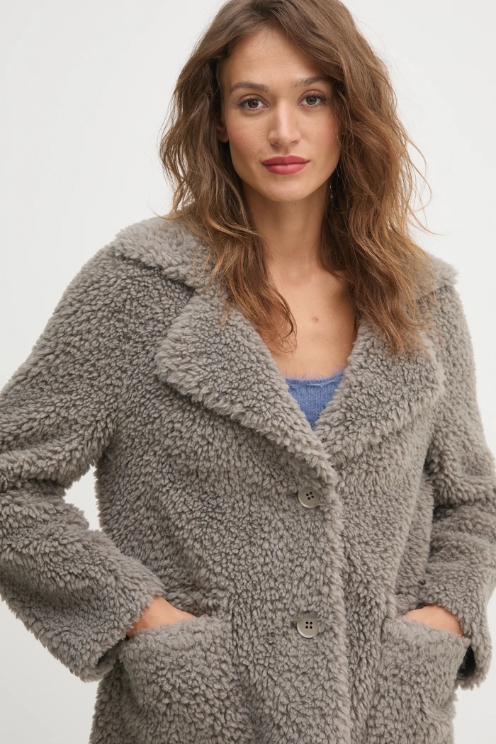 Sisley płaszcz z domieszką wełny szary 24C7LN053