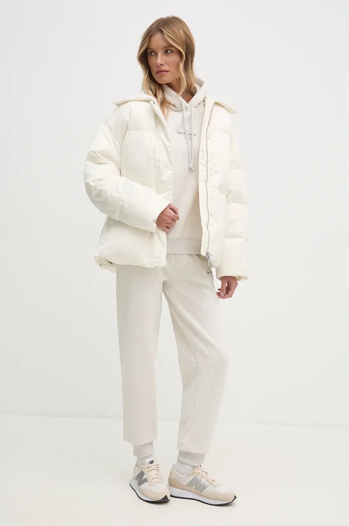 Пухено яке Calvin Klein K20K207720 бежов AW24