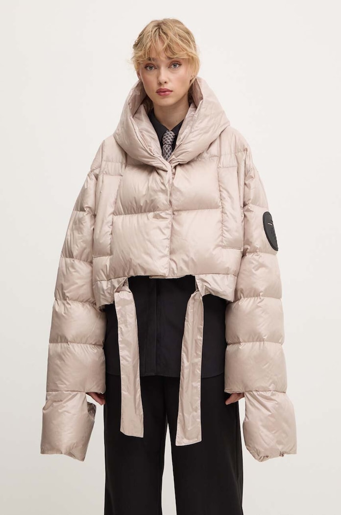Péřová bunda MMC STUDIO KAMA s kapucí béžová KAMA.JACKET