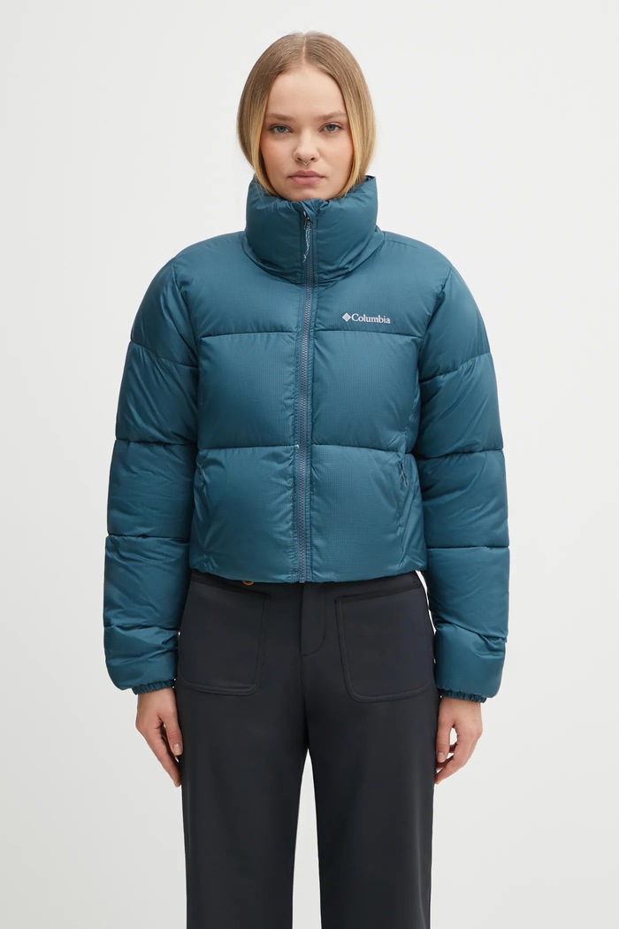 Columbia kurtka Puffect Colorblock bez kaptura turkusowy 2088501