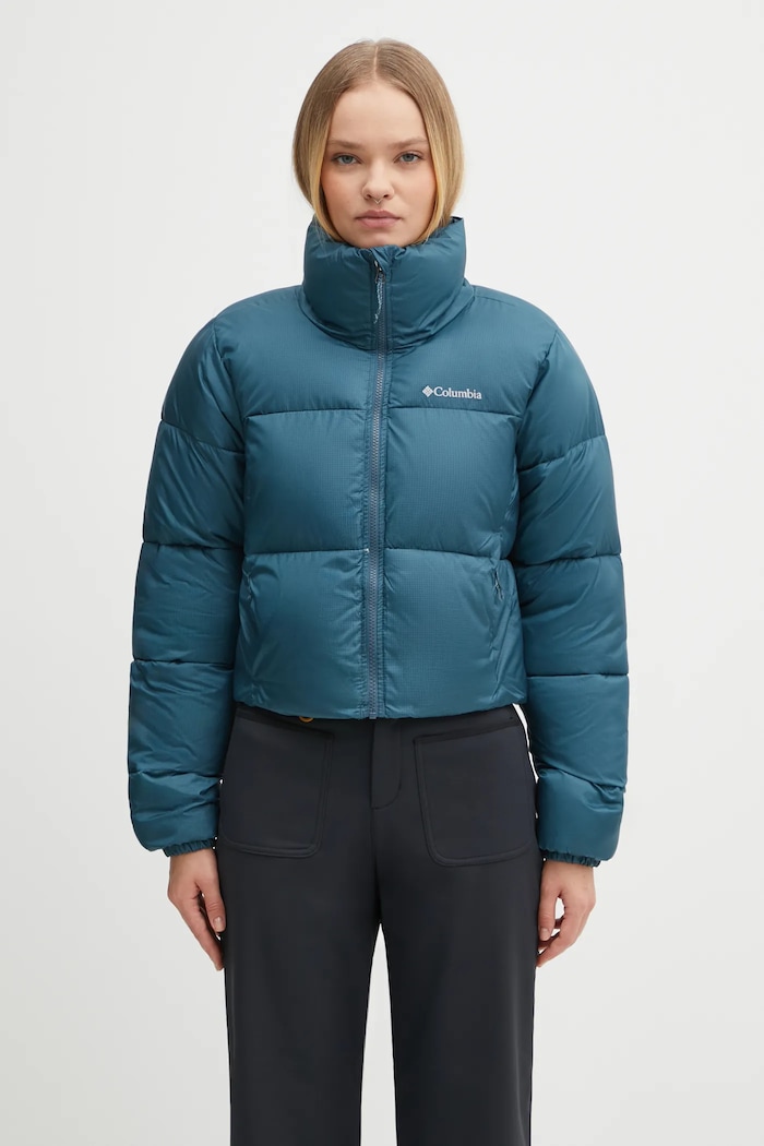Columbia kurtka Puffect Colorblock bez kaptura turkusowy 2088501