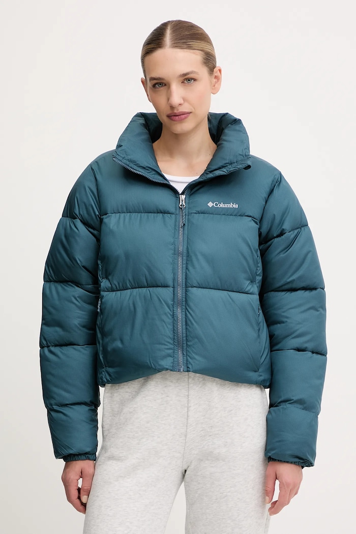Bunda Columbia Puffect Colorblock s podšívkou tyrkysová 2088501