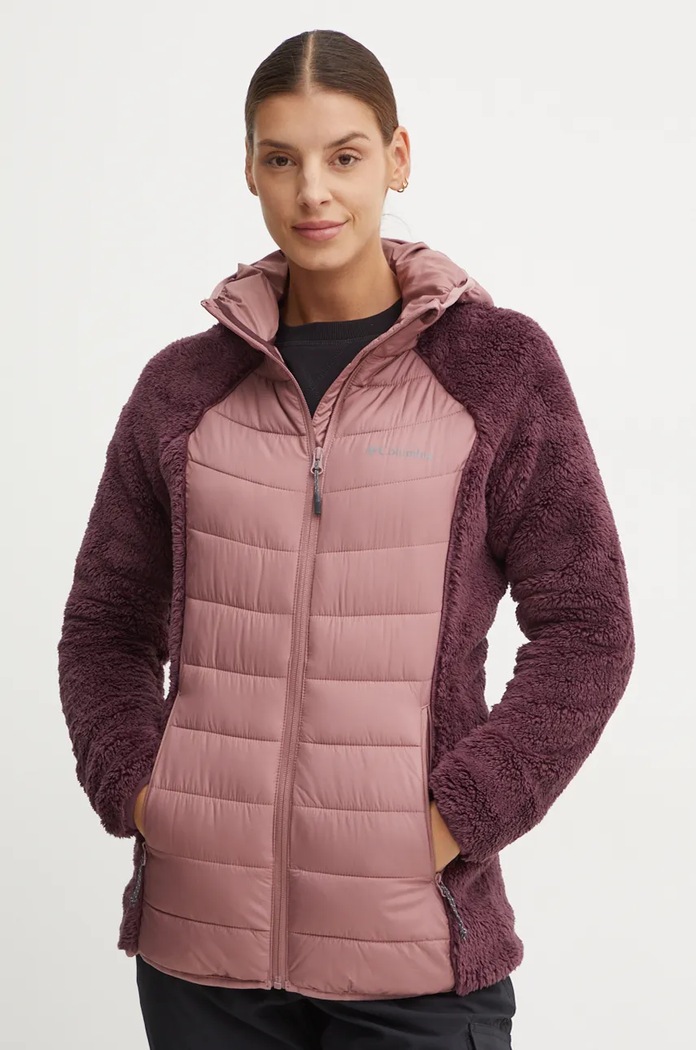Αθλητικό μπουφάν Columbia Powder Lite Sherpa Hybrid άλλο ροζ 2089521