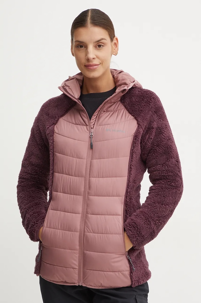 Αθλητικό μπουφάν Columbia Powder Lite Sherpa Hybrid άλλο ροζ 2089521