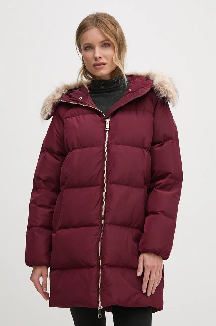Páperová bunda Tommy Hilfiger zateplené burgundské WW0WW42743