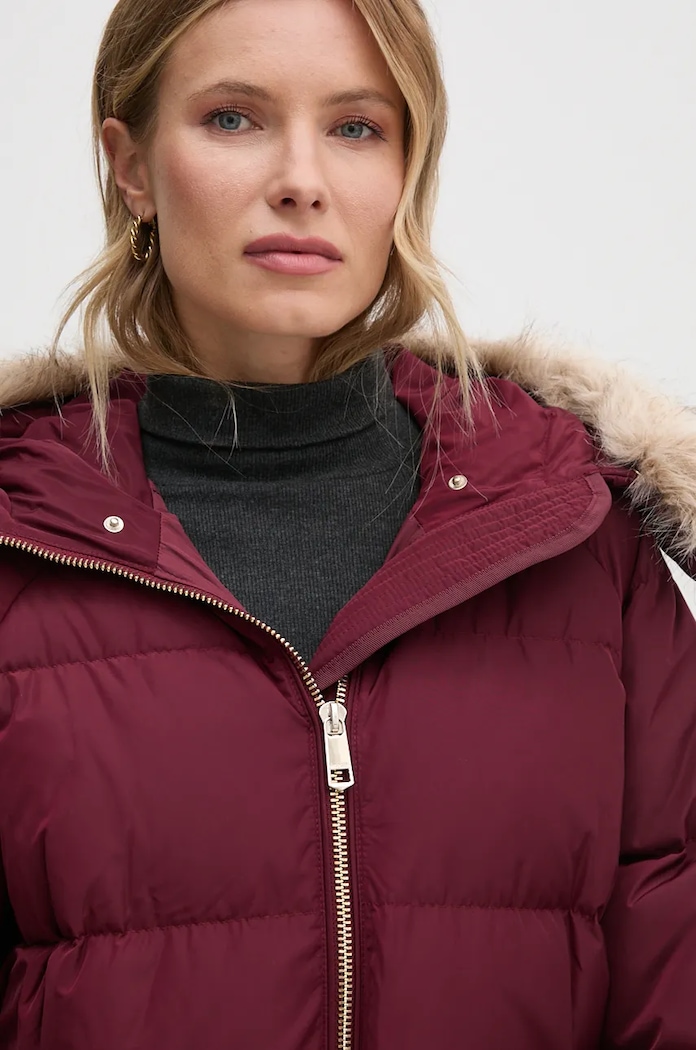 Páperová bunda Tommy Hilfiger burgundské WW0WW42743