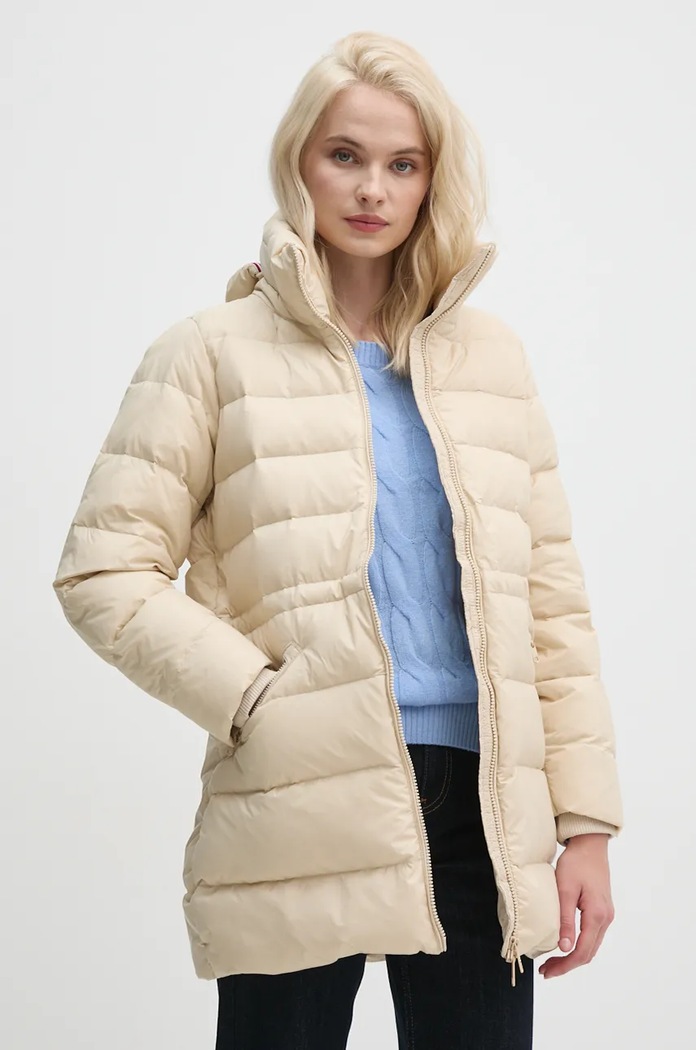 Péřová bunda Tommy Hilfiger s podšívkou béžová WW0WW43119