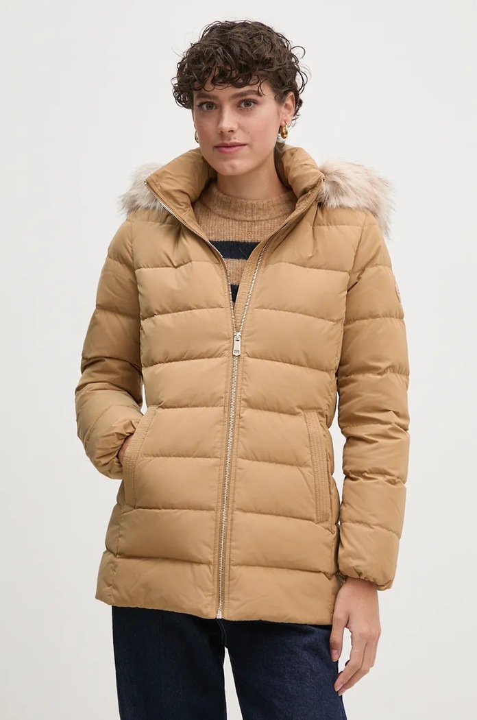 Bunda Tommy Hilfiger s podšívkou béžová WW0WW43600