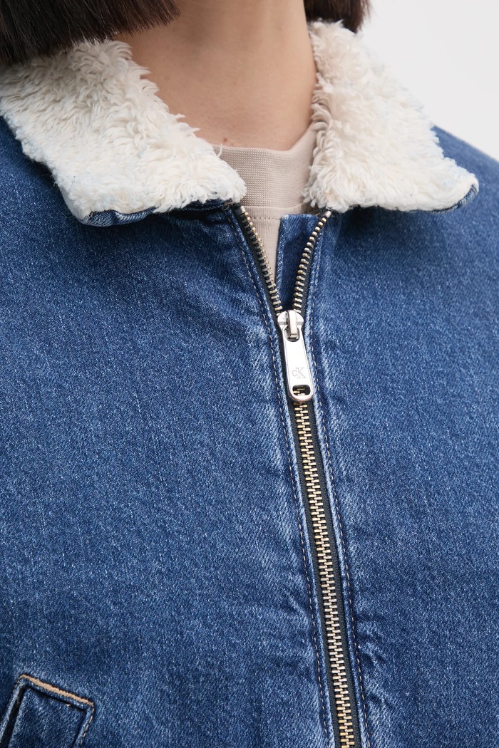 Rifľová bunda Calvin Klein Jeans J20J224906 tmavomodrá