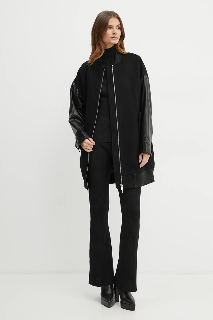 MICHAEL Michael Kors jacheta bomber din lana cu captuseala negru MF420FPBQA