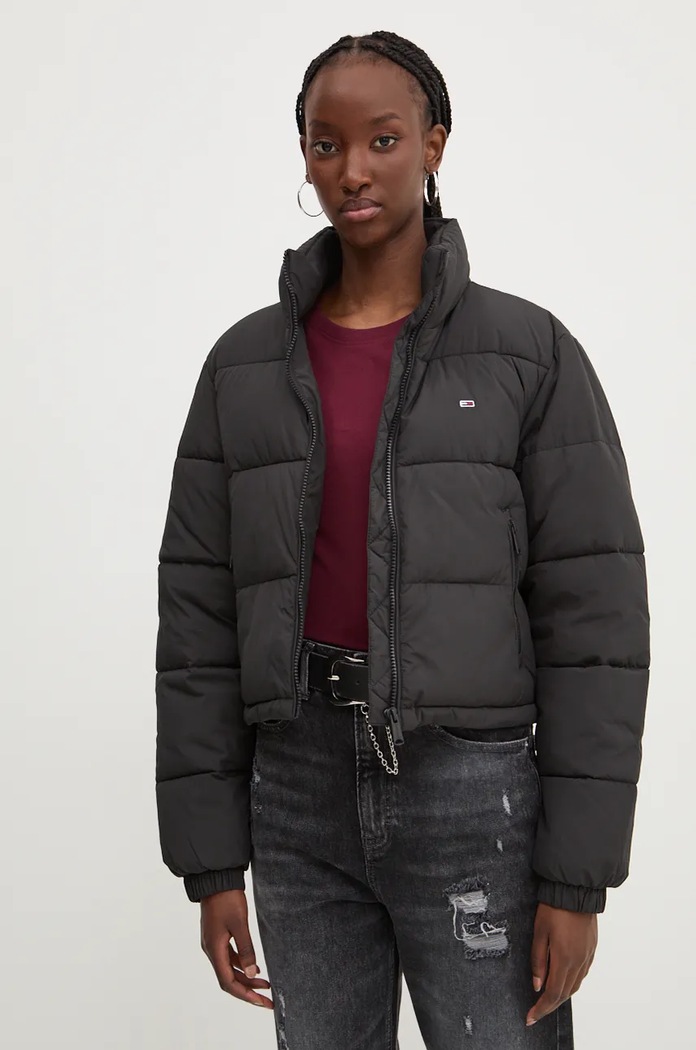 Bunda Tommy Jeans bez kapuce černá DW0DW18828