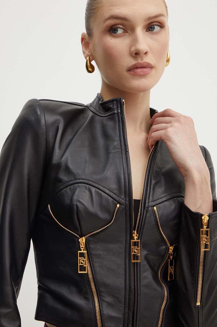 Elisabetta Franchi giacca in pelle nero GD43Z46E2.NORBLIN