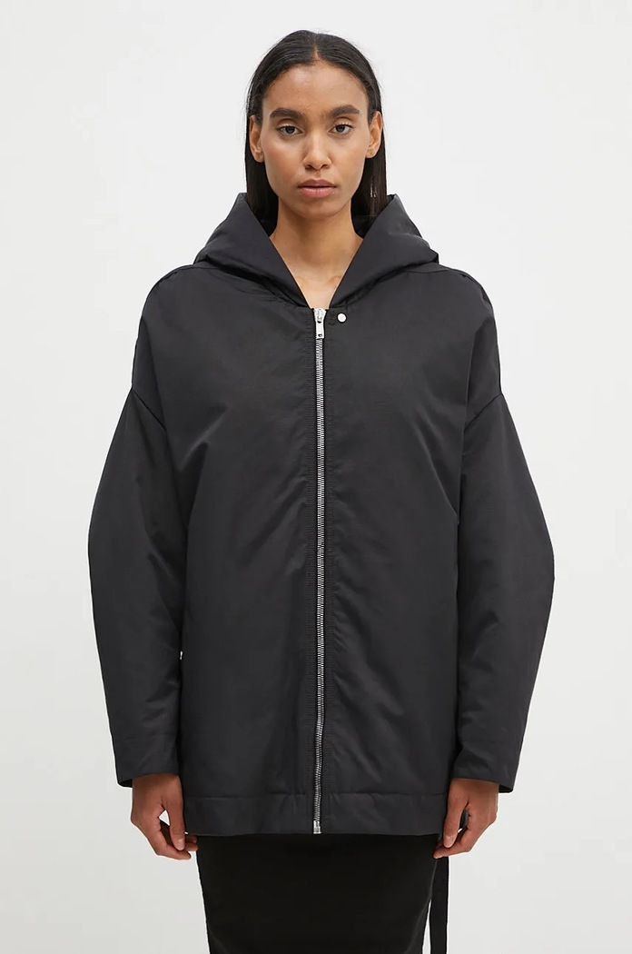 Bunda Rick Owens Hooded Peter oversize čierna DS02D2725.MU