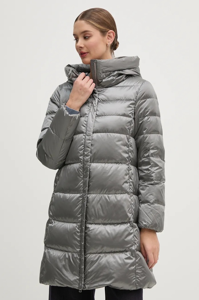 Péřová bunda Geox s podšívkou stříbrná W4626G.T3154.F9822