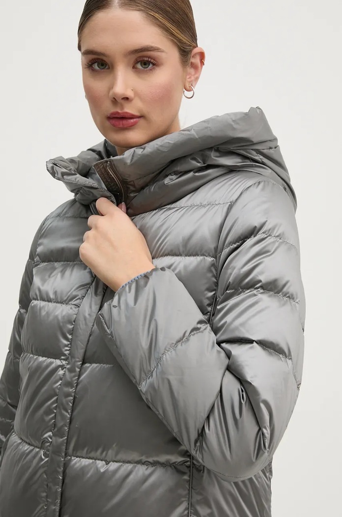 Péřová bunda Geox stříbrná W4626G.T3154.F9822