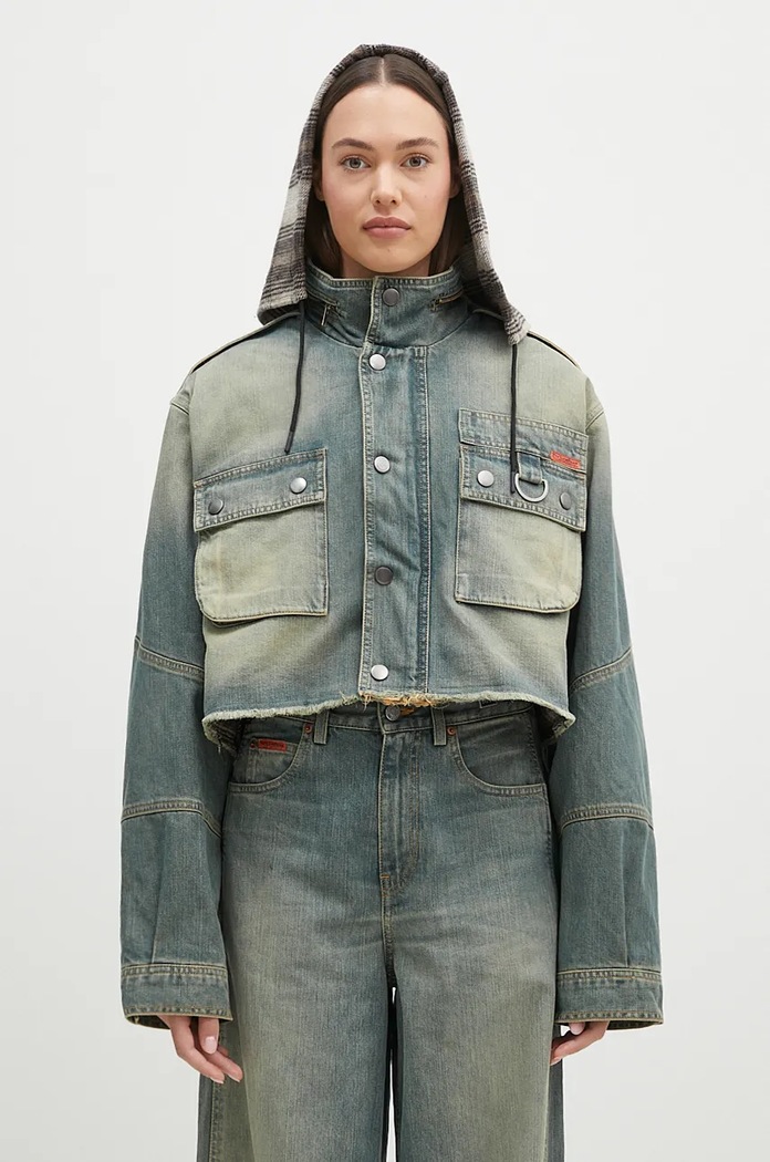 Martine Rose kurtka Cut Denim Jacket z podszewką niebieski 236WD02501