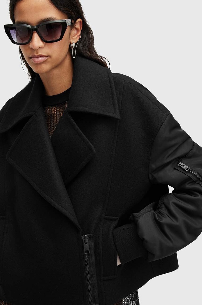 Vunena jakna AllSaints ORLA W058OB crna AW25