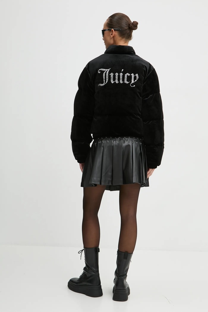 Velur jakna Juicy Couture MARGO PUFFER s toplom postavom crna JCOIJ224556.101