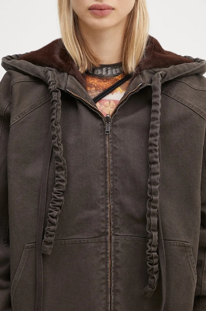Oboustranná bunda Ottolinger Reversible Furry Denim Jacket hnědá 1090601521