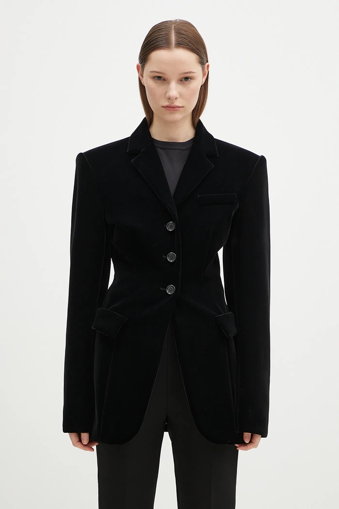 Sportmax velour blazer Albero1234 fabric black 2422916013600