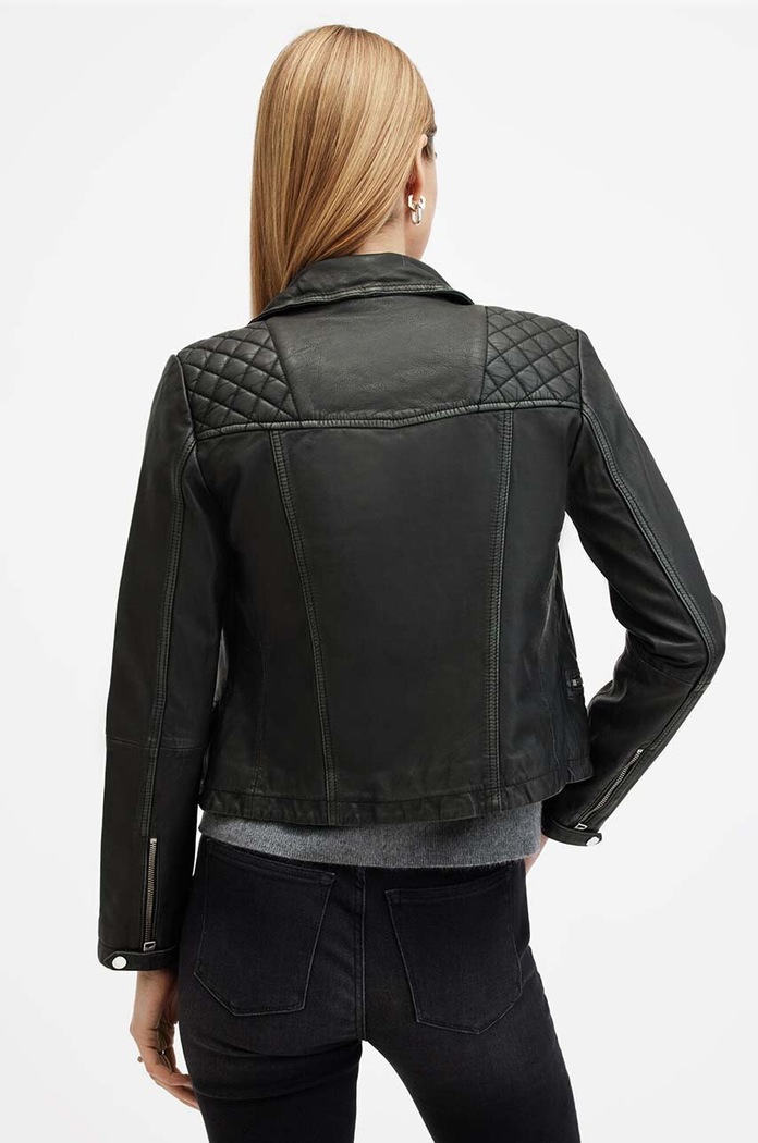 Usnjena jakna AllSaints CARGO BIKER W085LB črna