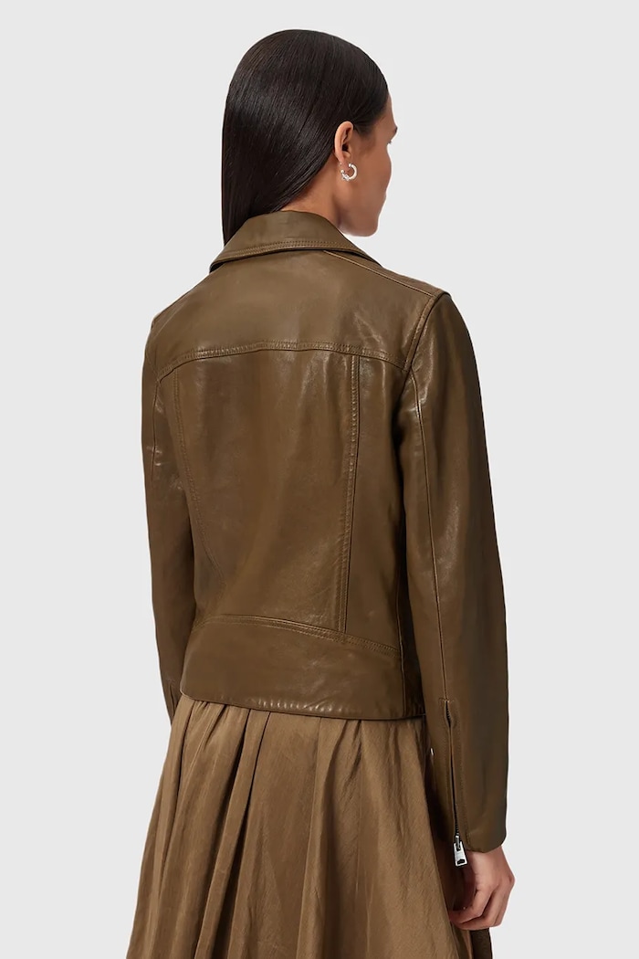 AllSaints geacă de piele DALBY BIKER maro W099LB