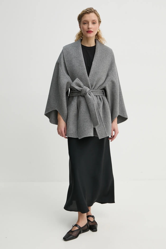 By Malene Birger gyapjúkabát MARGITH 103187 szürke AW24