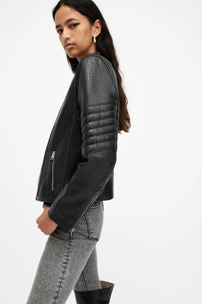 Kožená bunda AllSaints CAWLEY černá W027LA