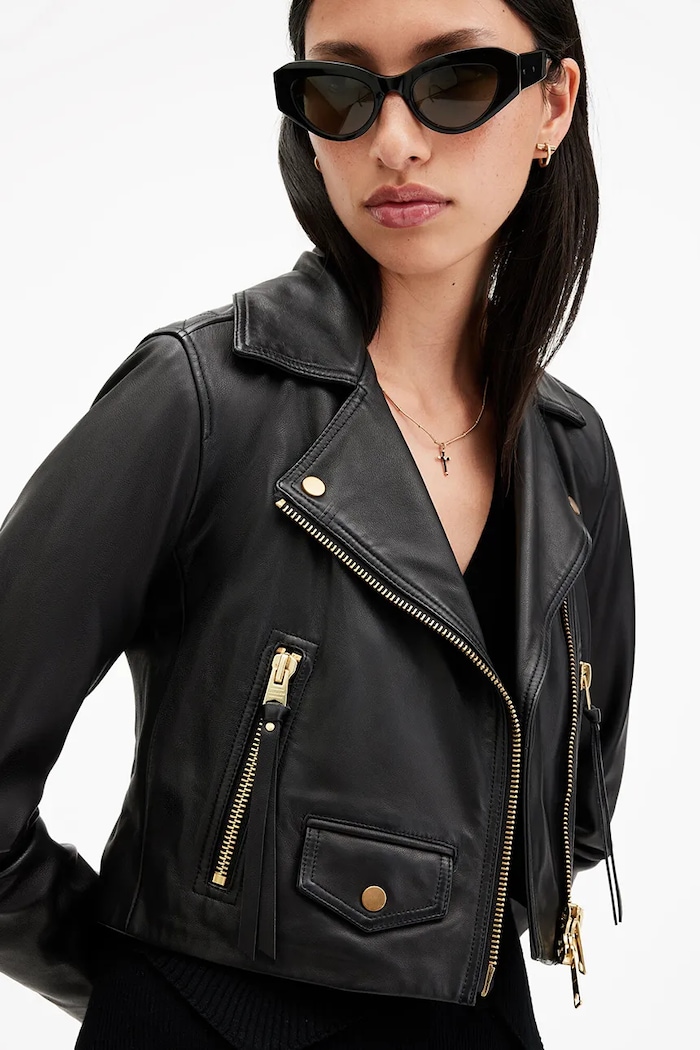 Ρούχα Δερμάτινο μπουφάν AllSaints ELORA W088LB μαύρο