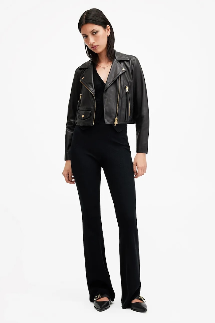 Δερμάτινο μπουφάν AllSaints ELORA W088LB μαύρο