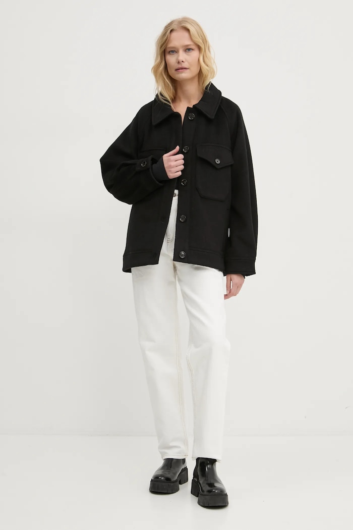 Vunena jakna Abercrombie & Fitch KI144.4296.900 crna AW24