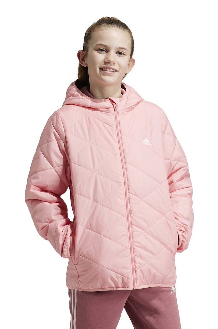 Otroška jakna adidas J LT PADKT S kapuco roza JF4344