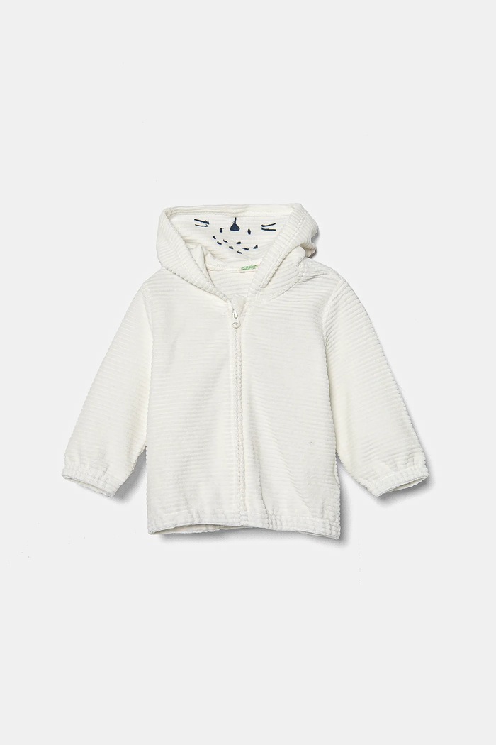 Kojenecká mikina United Colors of Benetton s kapucí bílá 3MCDA501C.W.Seasonal