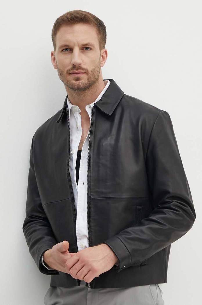 Kožená bunda Calvin Klein nezateplené černá K10K113014