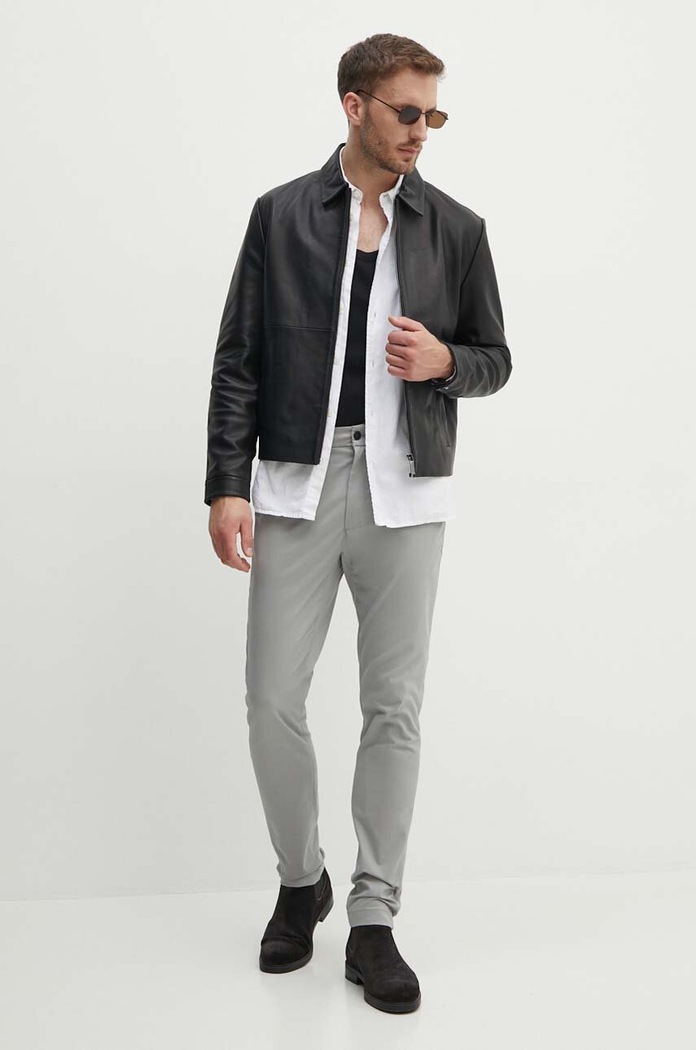 Kožená bunda Calvin Klein K10K113014 černá AW24