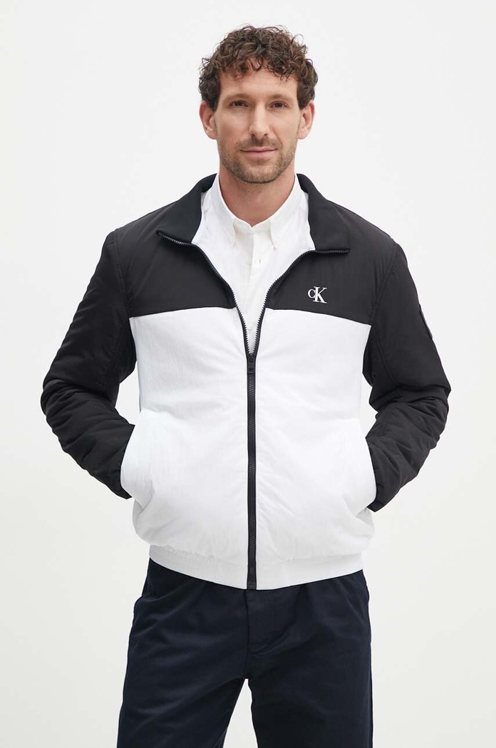 Calvin Klein Jeans kurtka bomber bez kaptura biały J30J325592