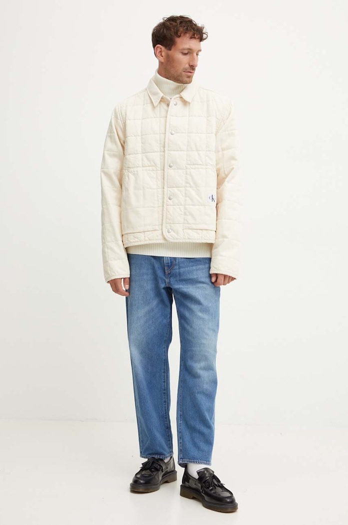 Bavlněná bunda Calvin Klein Jeans J30J325753 béžová AW24