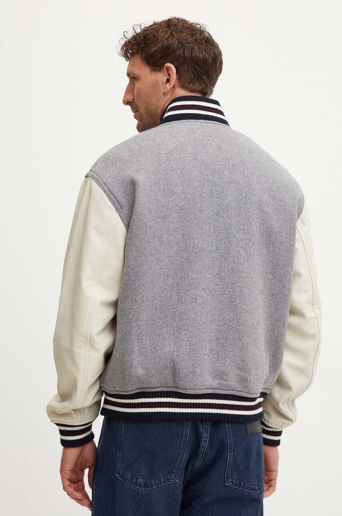 Odzież Tommy Hilfiger Kurtka bomber wełniana MW0MW37032 szary