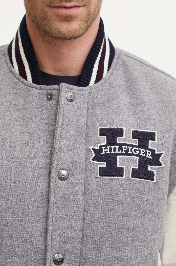 Kurtka bomber wełniana Tommy Hilfiger szary MW0MW37032