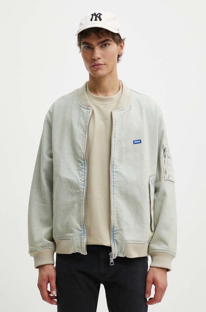 Džínová bomber bunda Hugo Blue riflovina modrá 50516562